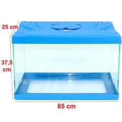 Plastik Kapaklı Cam Akvaryum 65x25x37,5 cm