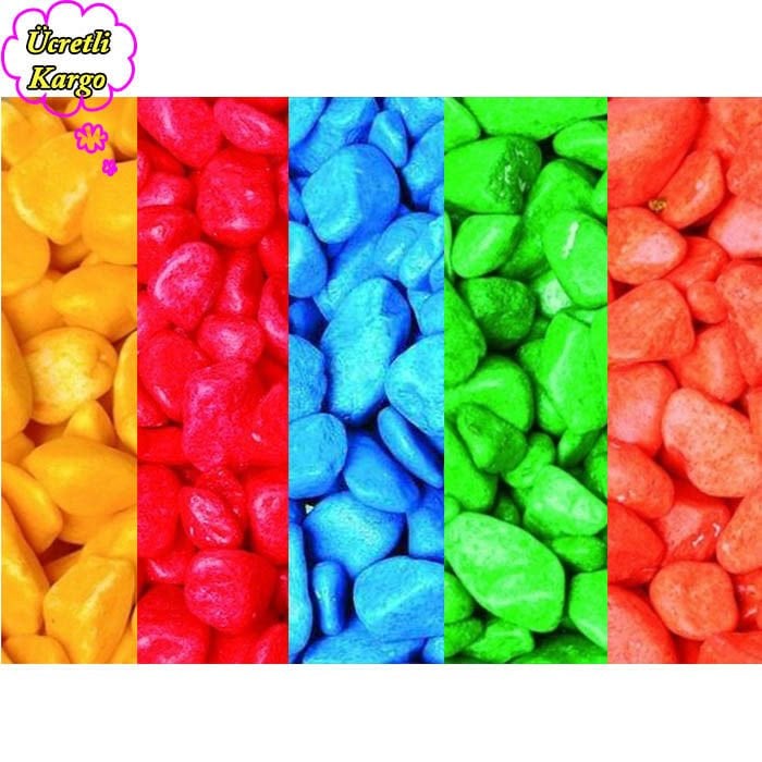 REF-191 Gökkuşağı Fanus Çakılı 10 mm 350 gr 30 lu Paket