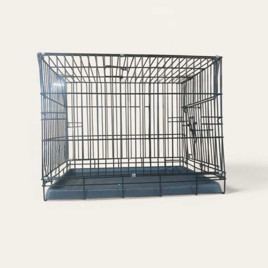 Metal Kedi Köpek Kafesi Siyah 60x40x48cm